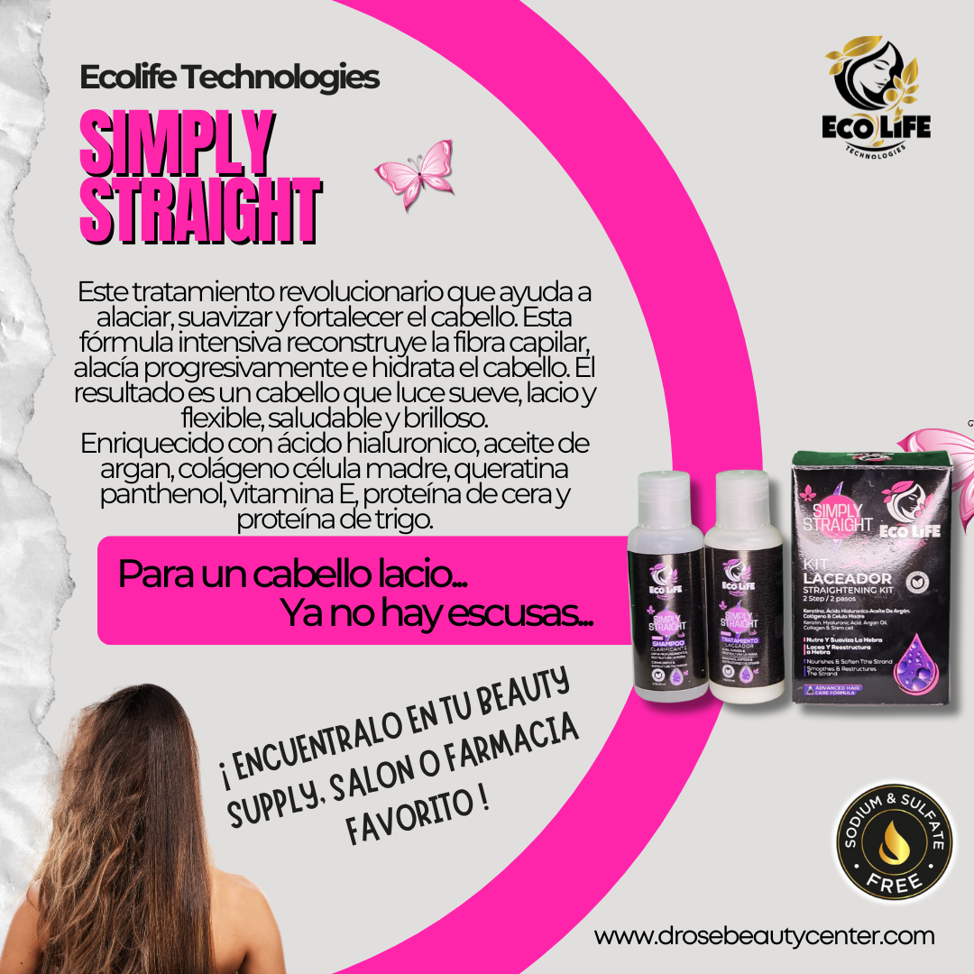 🟣 ECOLIFE TECHNOLOGIES SIMPLY STRAIGHT KIT LACEADOR 2OZ 🟣