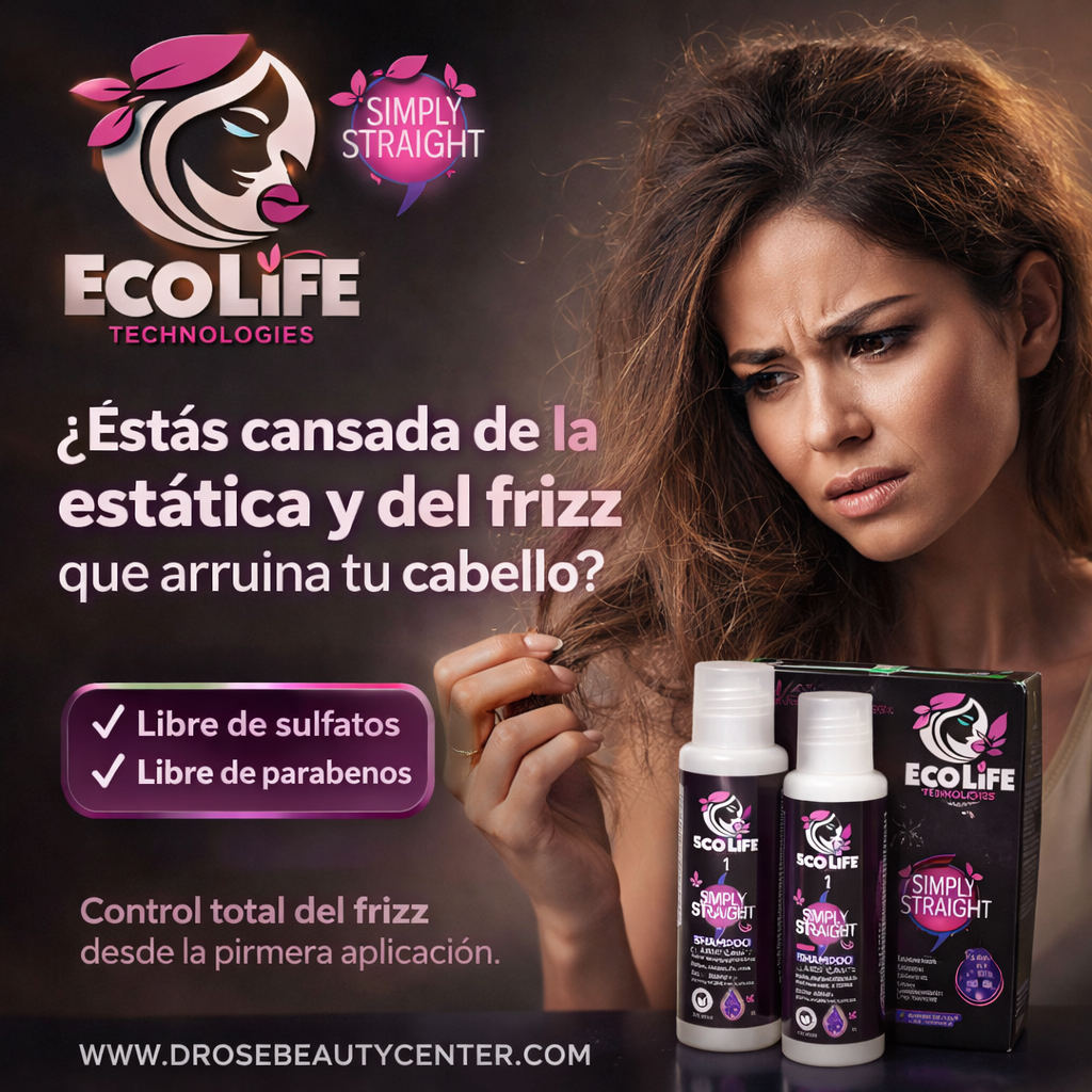 🟣 ECOLIFE TECHNOLOGIES SIMPLY STRAIGHT KIT LACEADOR ANTI FRIZZ 2 OZ | Alisado + Reconstrucción