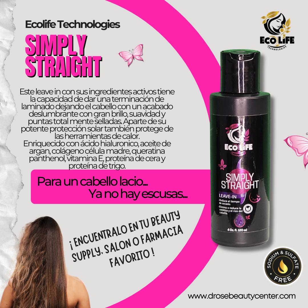 🌸 ECOLIFE TECHNOLOGIES SIMPLY STRAIGHT LEAVE-IN 4oz 🌸