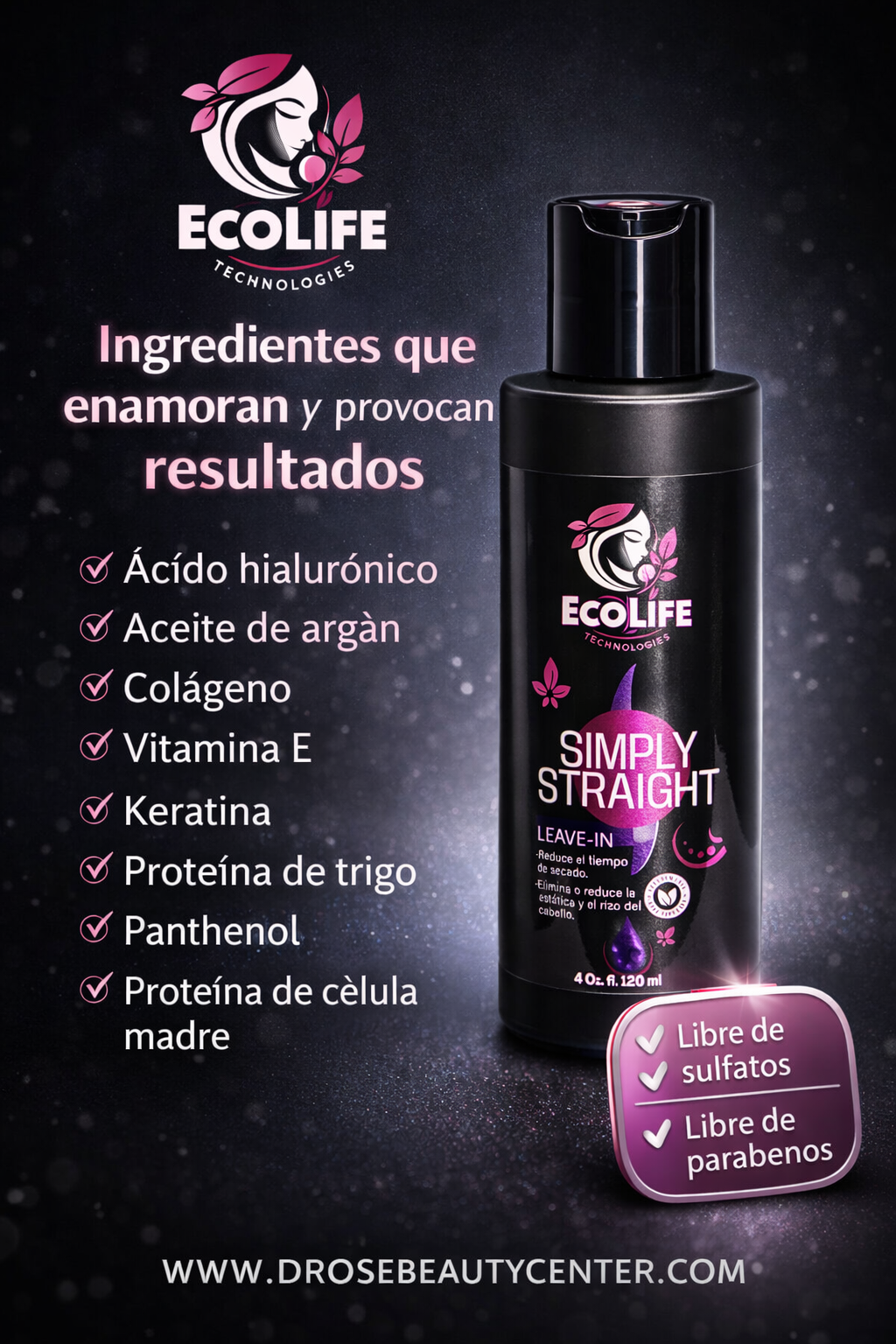 🌸 ECOLIFE TECHNOLOGIES SIMPLY STRAIGHT LEAVE-IN 4 OZ (ETSSLI4)