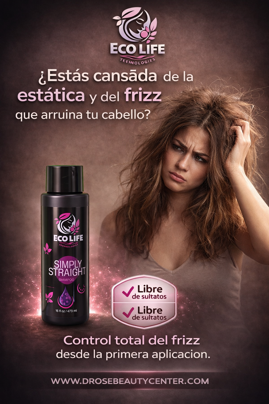 💗 Simply Straight Shampoo 16 oz – Control Total del Frizz y Cabello Lacio desde la Primera Aplicación