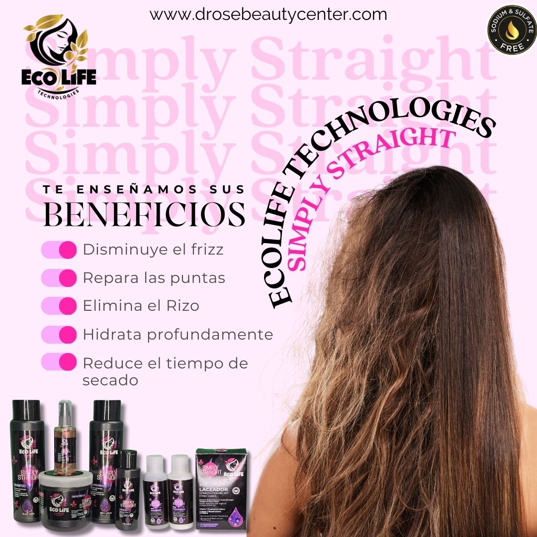 🌟 ECOLIFE TECHNOLOGIES – SIMPLY STRAIGHT SHOCK KERATINA 3D LEAVE-IN 8OZ 🌟