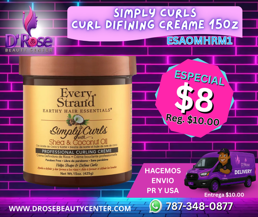 Every Strand Simply Curls – Crema Profesional Definidora de Rizos con Karité & Aceite de Coco 15oz (ESSCDC15)