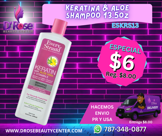 Every Strand Keratin & Aloe Vera + Vitamina E Repairing Shampoo 13.5oz (ESKRS13)