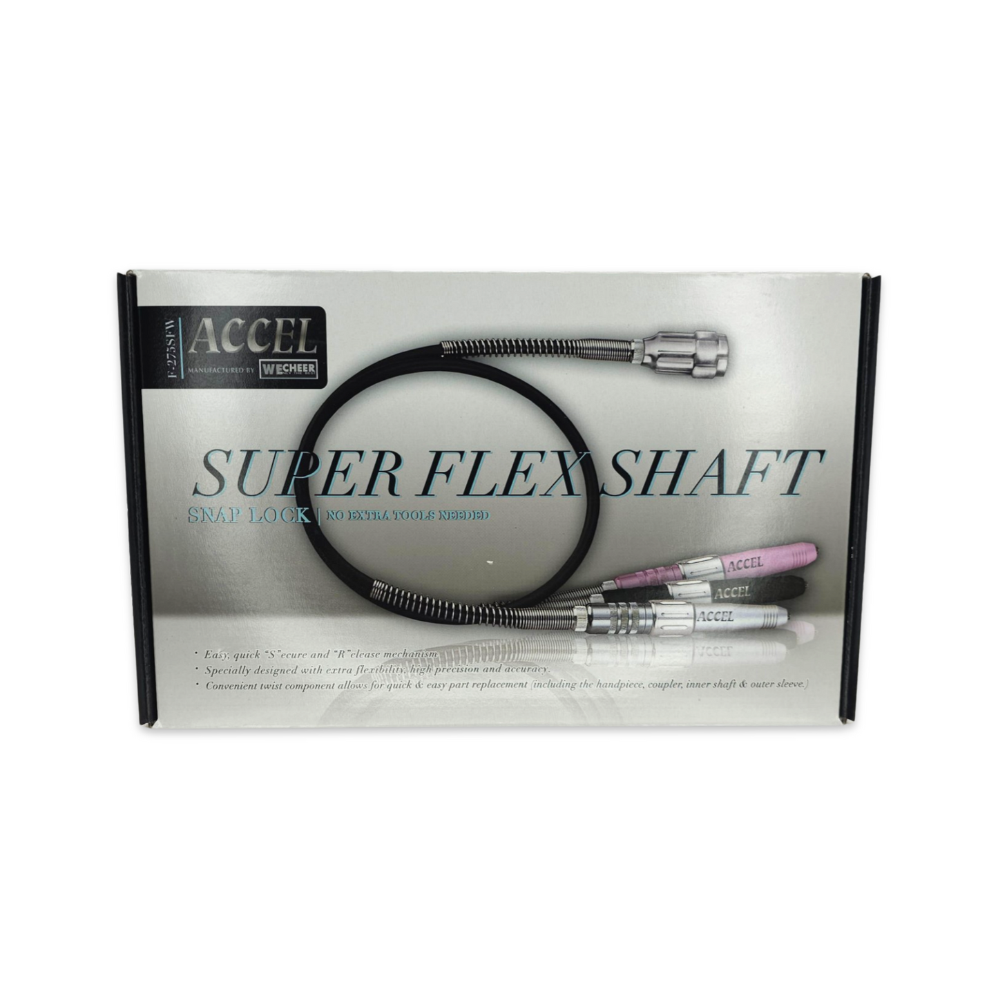 ACCEL Super Flex Shaft F-275SFW – Mango flexible para torno de uñas (1/8" / 3/32")
