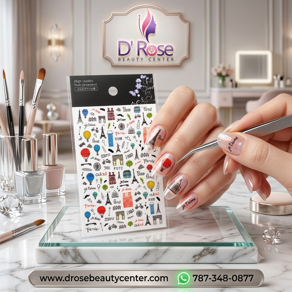 Spiral Nail Stickers F072 – París, Torre Eiffel y Diseños Franceses para Uñas