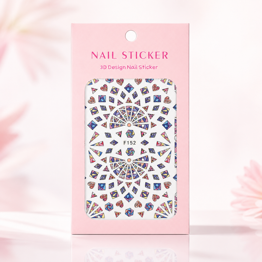 Nail Sticker 3D F152 Diseños Geométricos Multicolor para Uñas