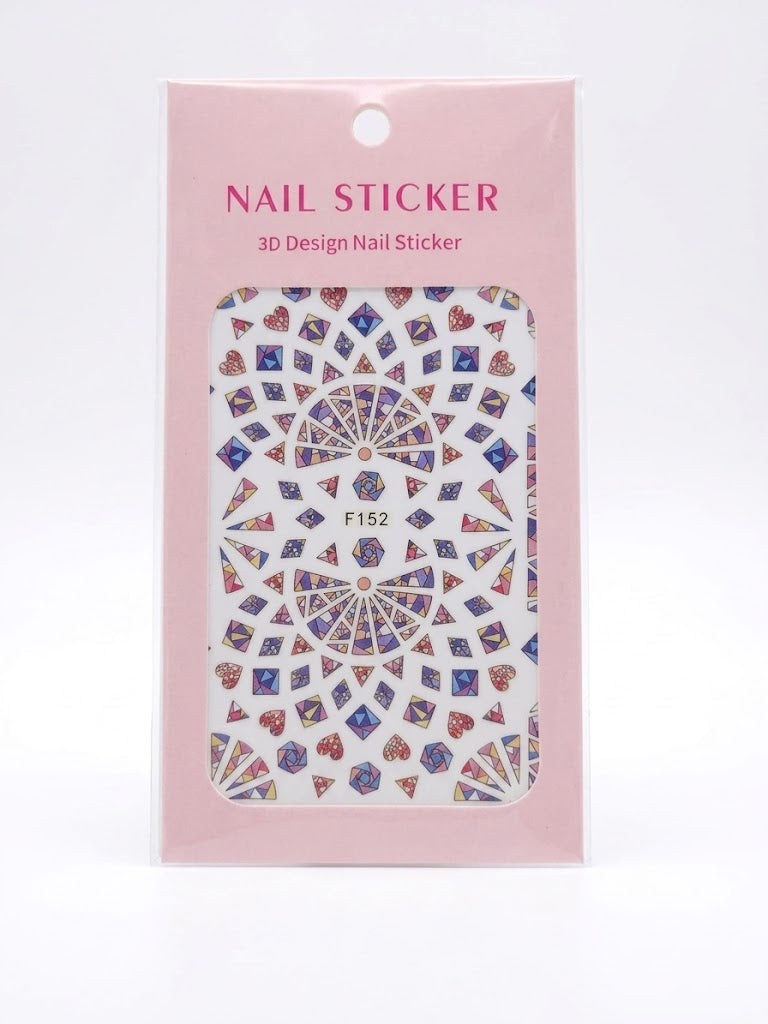 Nail Sticker 3D F152 Diseños Geométricos Multicolor para Uñas