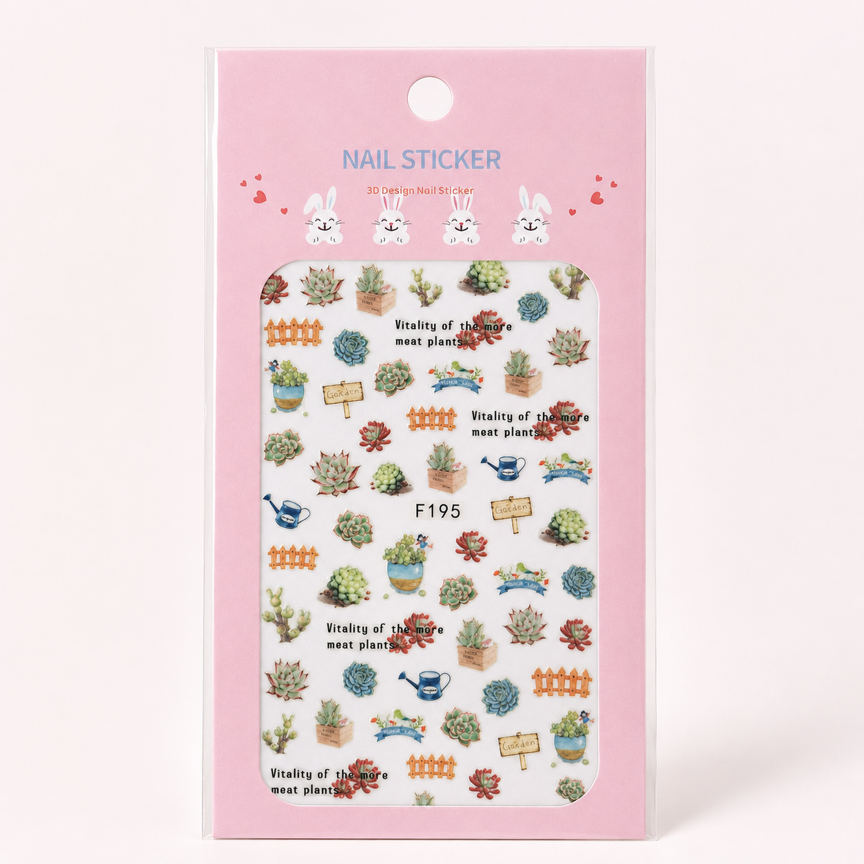 Nail Sticker 3D F195 – Diseños de Suculentas y Jardín para Uñas