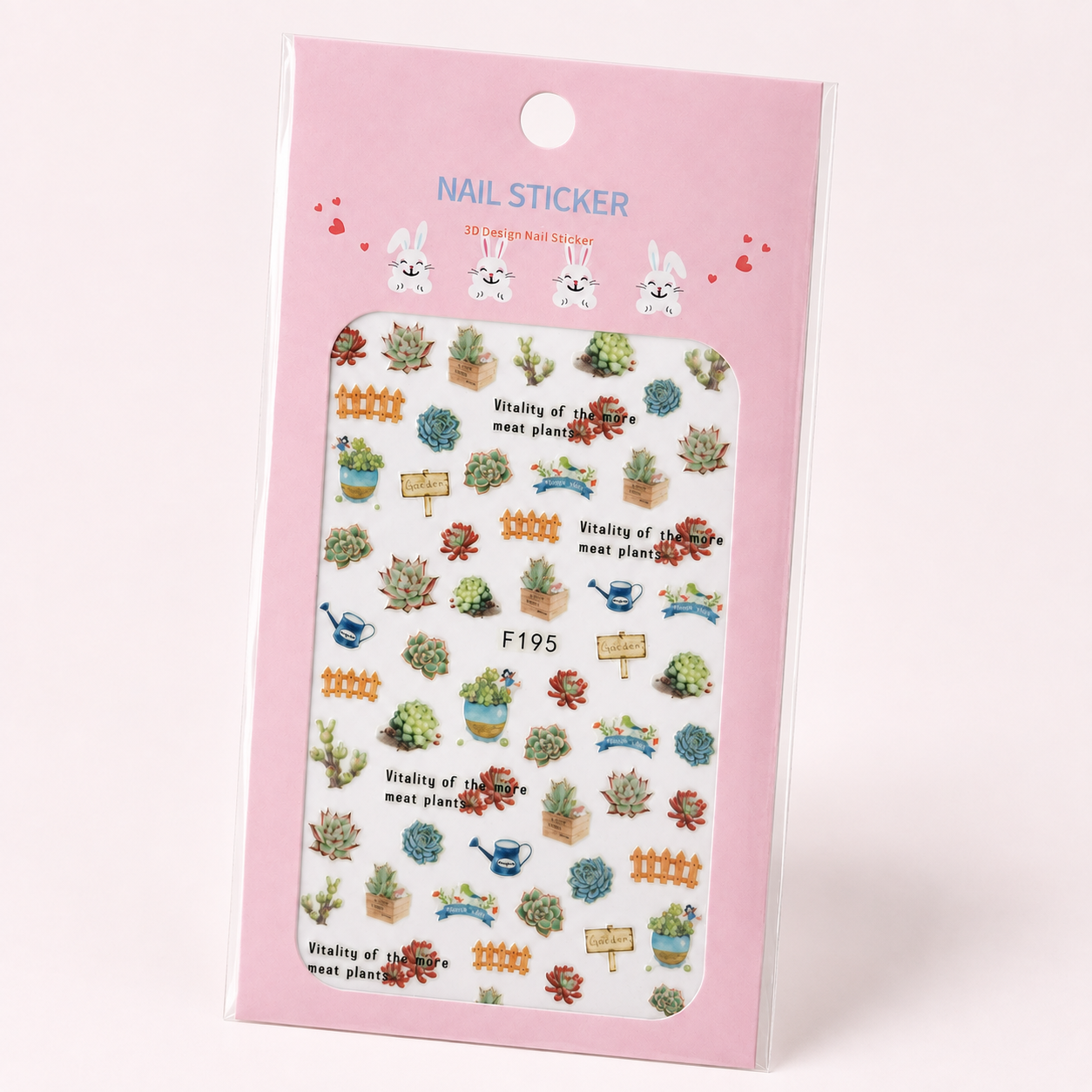 Nail Sticker 3D F195 – Diseños de Suculentas y Jardín para Uñas