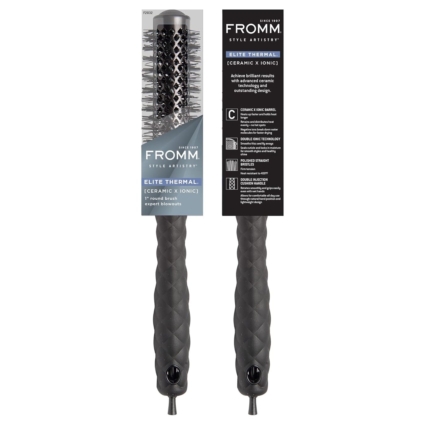 FROMM Elite Thermal Cepillo Térmico Redondo Ceramic X Ionic 1” F2032 para Raíces, Flequillos y Blowouts de Precisión