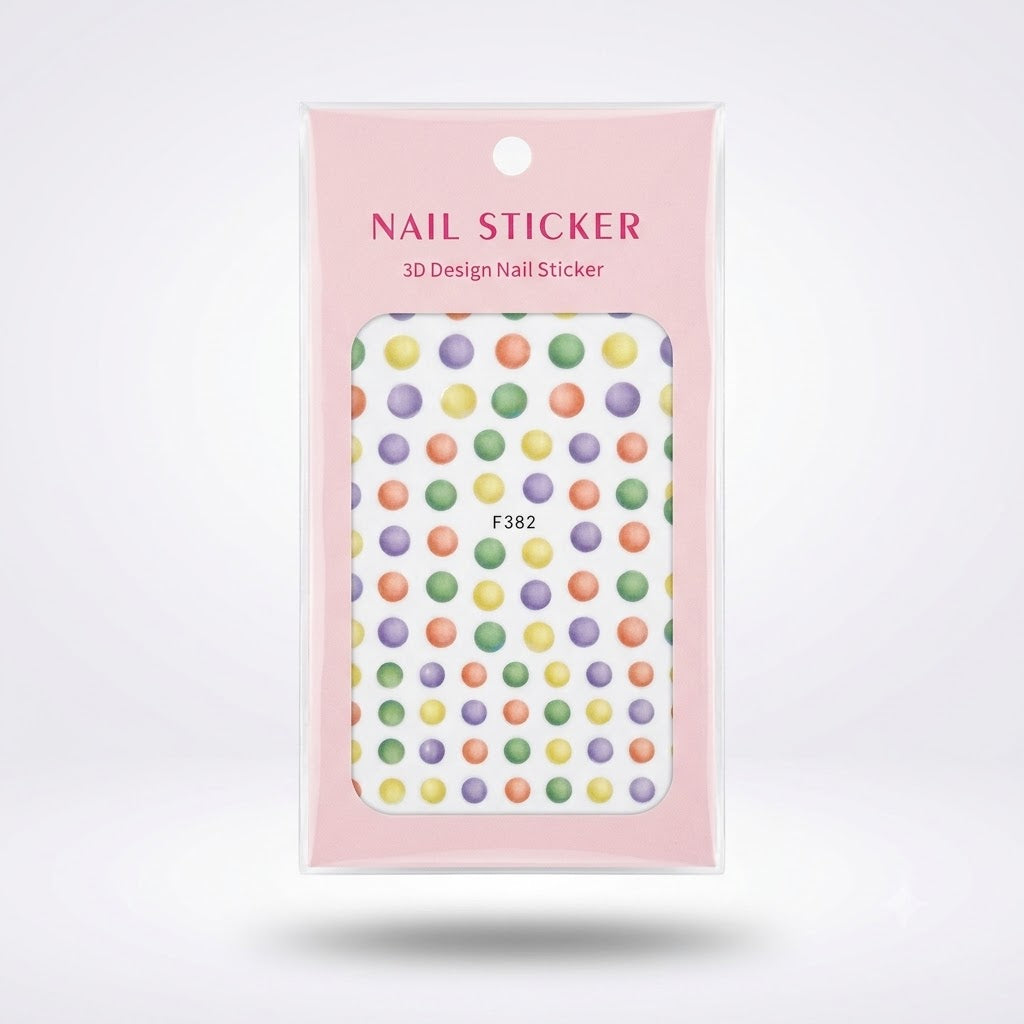 Nail Sticker 3D F382 Círculos Multicolor