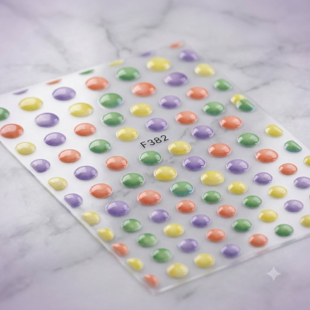 Nail Sticker 3D F382 Círculos Multicolor