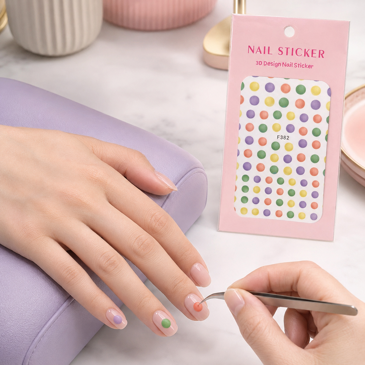 Nail Sticker 3D F382 Círculos Multicolor