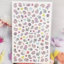 Nail Sticker 3D F407 Diseño Paisley Multicolor para Uñas