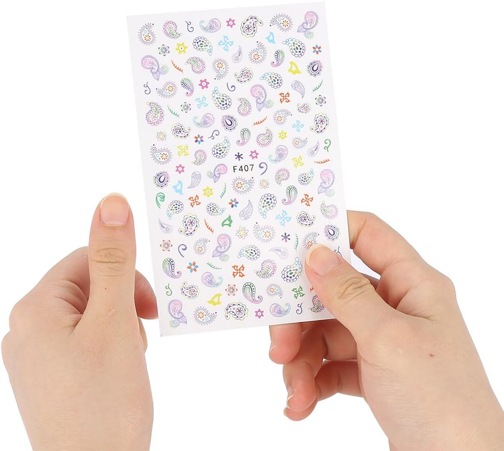 Nail Sticker 3D F407 Diseño Paisley Multicolor para Uñas