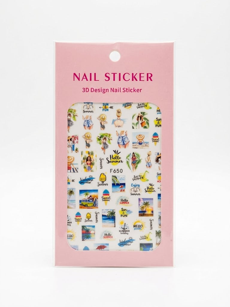 Nail Sticker 3D F650 con Diseños de Verano para Uñas