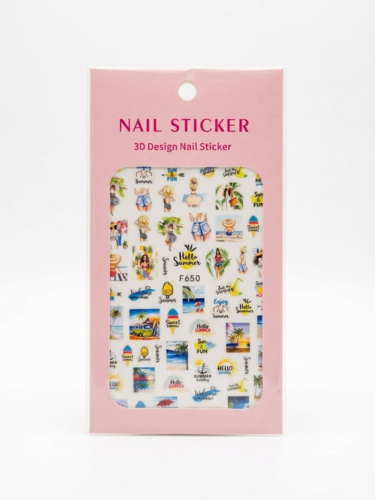 Nail Sticker 3D F650 con Diseños de Verano para Uñas