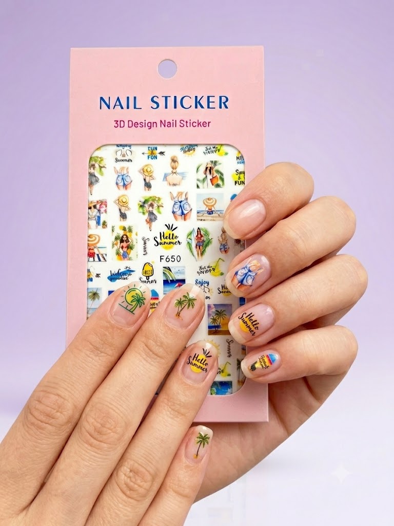 Nail Sticker 3D F650 con Diseños de Verano para Uñas