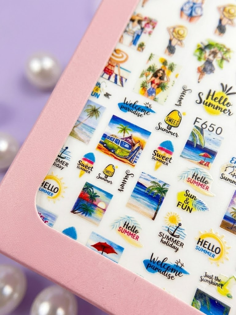 Nail Sticker 3D F650 con Diseños de Verano para Uñas