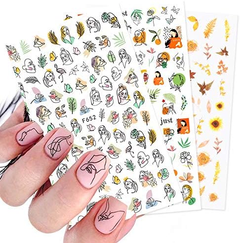 Nail Stickers para Uñas Rostros Abstractos y Diseños Botánicos F652