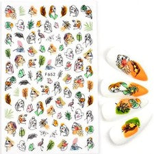 Nail Stickers para Uñas Rostros Abstractos y Diseños Botánicos F652