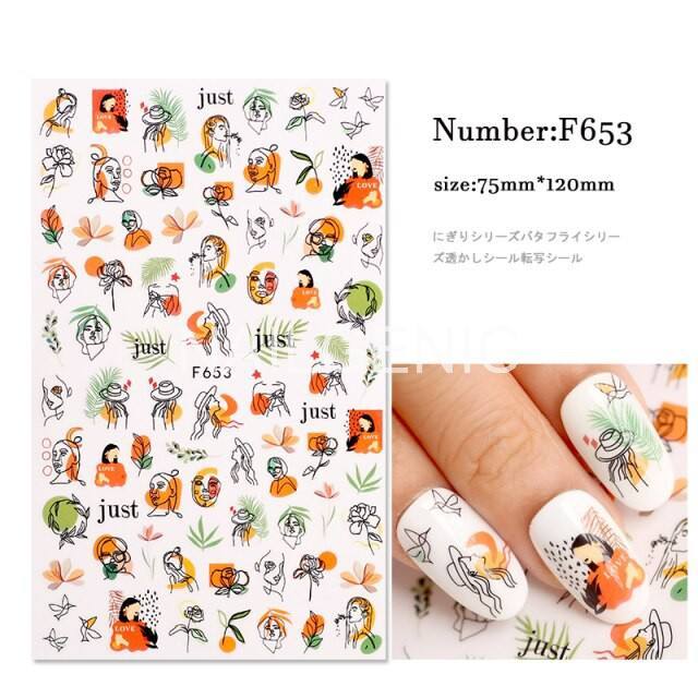 Nail Stickers para Uñas Diseños Abstractos y Botánicos F653