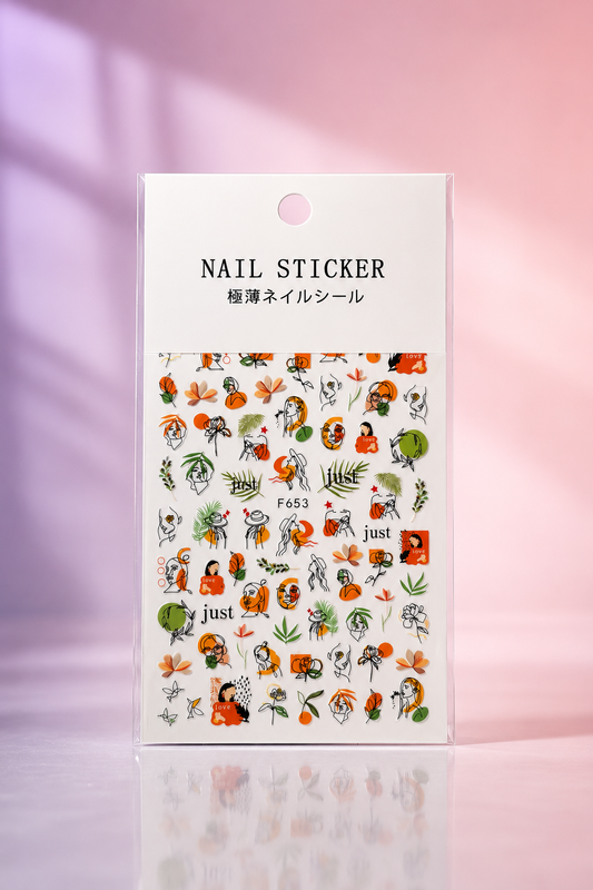 Nail Stickers para Uñas Diseños Abstractos y Botánicos F653