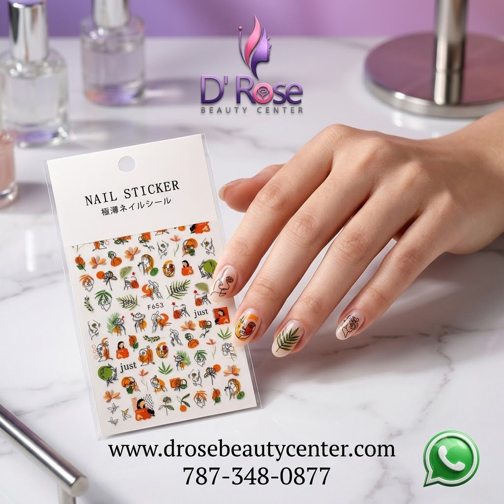 Nail Stickers para Uñas Diseños Abstractos y Botánicos F653