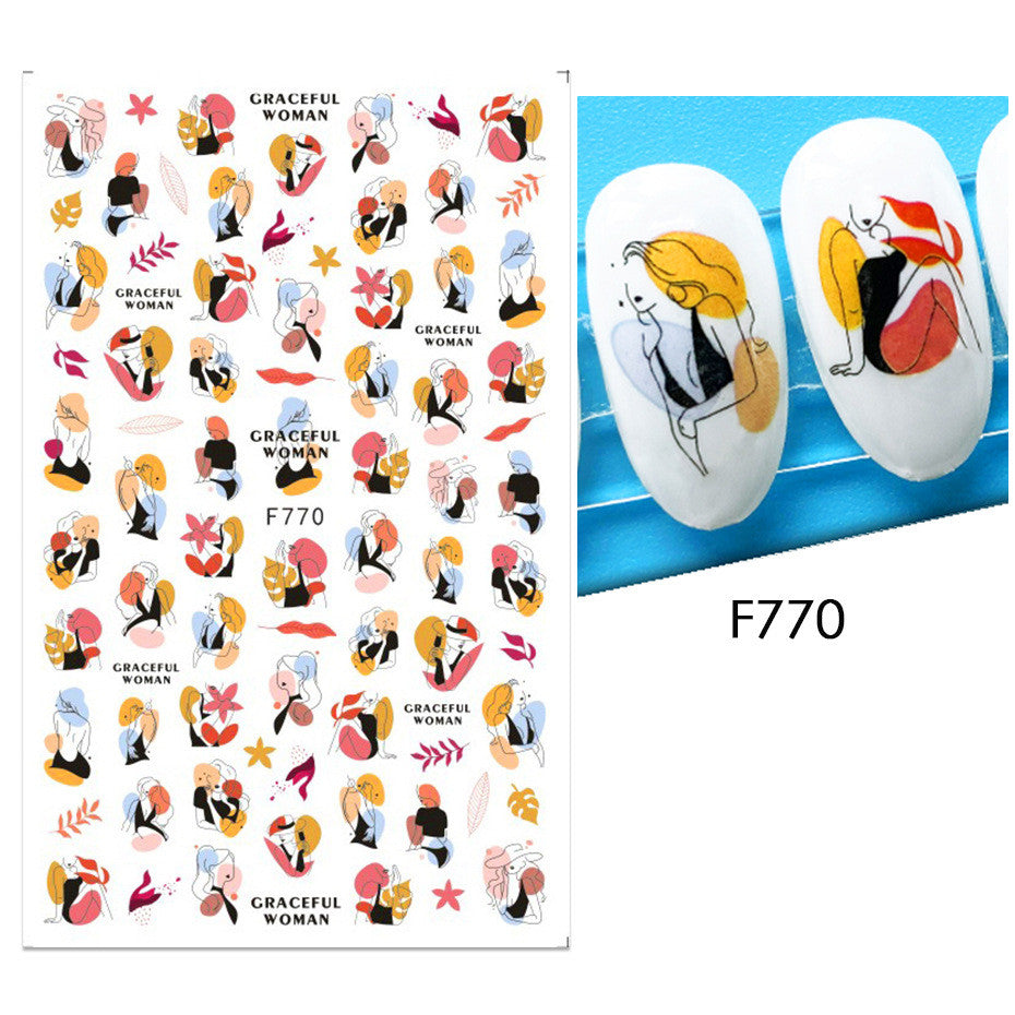Miss Colour Nail Stickers para Uñas Mujeres Abstractas F770