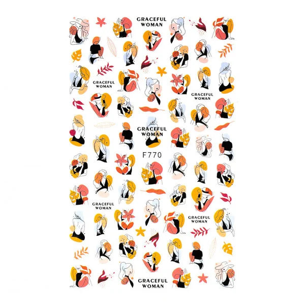 Miss Colour Nail Stickers para Uñas Mujeres Abstractas F770