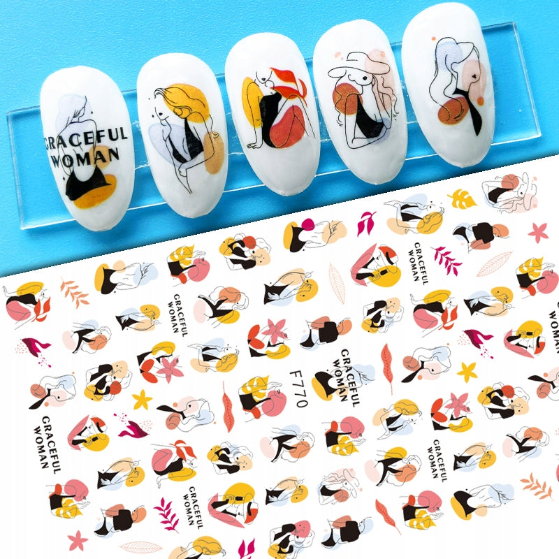 Miss Colour Nail Stickers para Uñas Mujeres Abstractas F770
