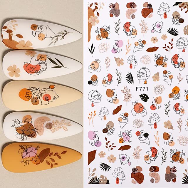 Miss Colour Nail Stickers para Uñas Rostros Abstractos y Diseños Botánicos F771