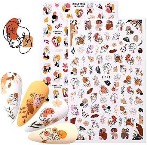 Miss Colour Nail Stickers para Uñas Rostros Abstractos y Diseños Botánicos F771