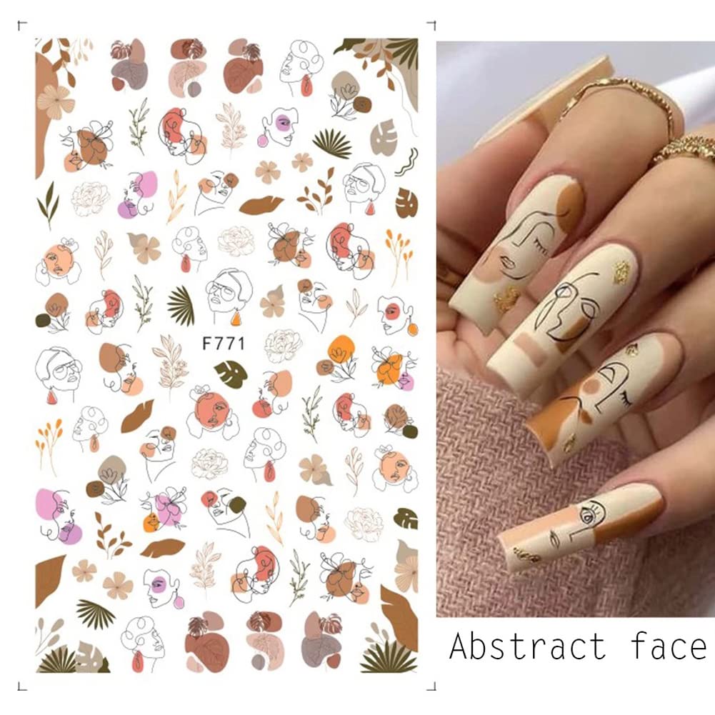 Miss Colour Nail Stickers para Uñas Rostros Abstractos y Diseños Botánicos F771