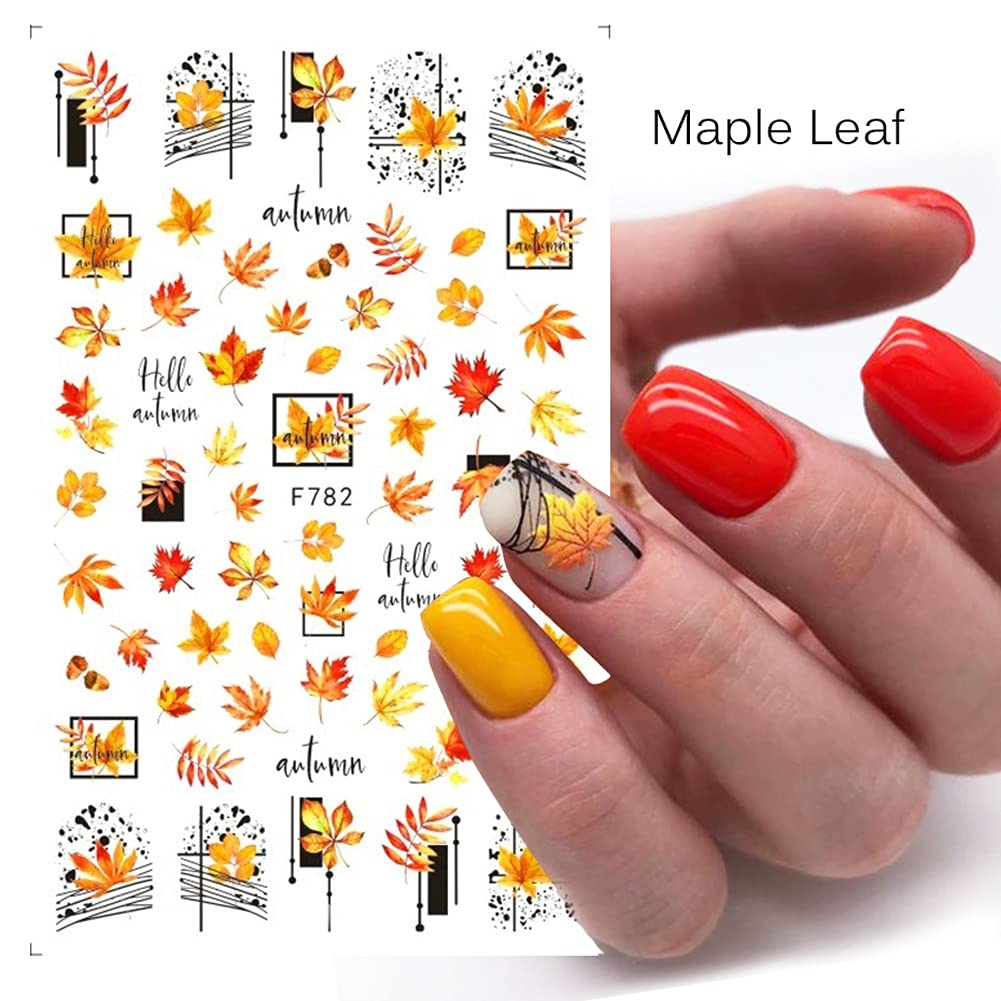 Spiral Nail Stickers F782 – Hojas de Otoño, Autumn y Hello Autumn