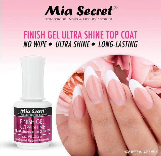 💅✨ Finish Gel Ultra Shine UV Mia Secret 0.5 oz – Brillo Profesional Sin Residuos ✨💅