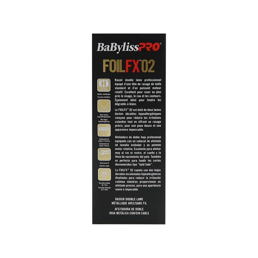 BaBylissPRO FOILFX02 Gold FXFS2G Afeitadora Profesional Double Foil Metal Shaver