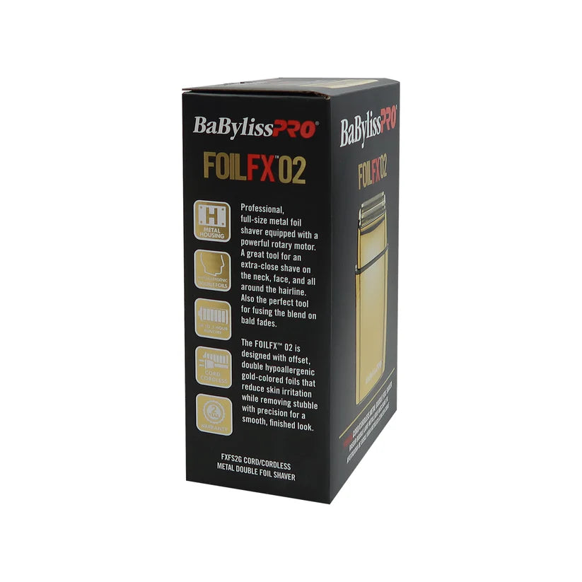 BaBylissPRO FOILFX02 Gold FXFS2G Afeitadora Profesional Double Foil Metal Shaver