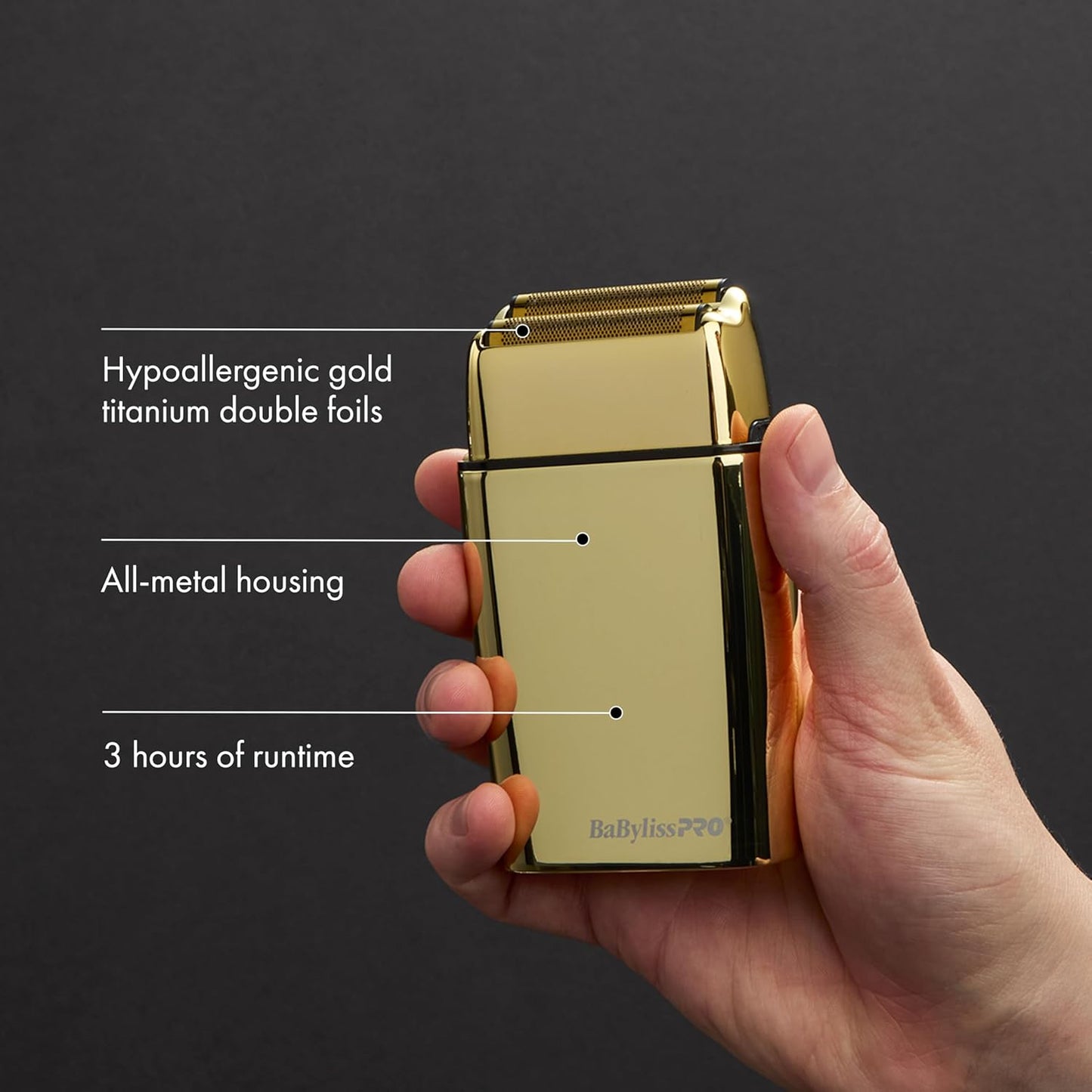 BaBylissPRO FOILFX02 Gold FXFS2G Afeitadora Profesional Double Foil Metal Shaver