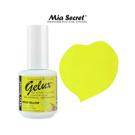 💅✨ Mia Secret® GELUX Gel Polish Neon Yellow 0.5 oz (15 ml) (GP-103) — Esmalte en Gel Profesional de Alta Pigmentación UV/LED ✨💅