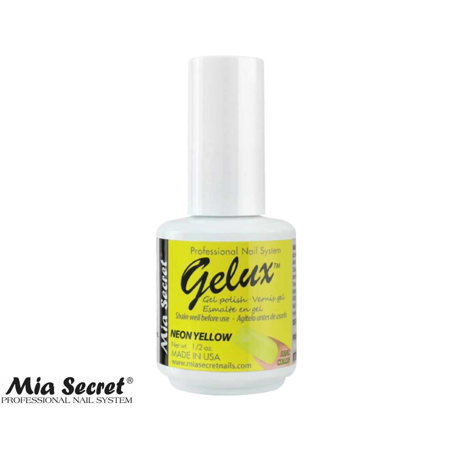 💅✨ Mia Secret® GELUX Gel Polish Neon Yellow 0.5 oz (15 ml) (GP-103) — Esmalte en Gel Profesional de Alta Pigmentación UV/LED ✨💅
