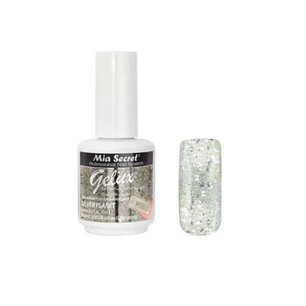 💅✨ Mia Secret® GELUX Gel Polish Silver Planet 0.5 oz (15 ml) (GP-112) — Esmalte en Gel Profesional con Efecto Glitter UV/LED ✨💅