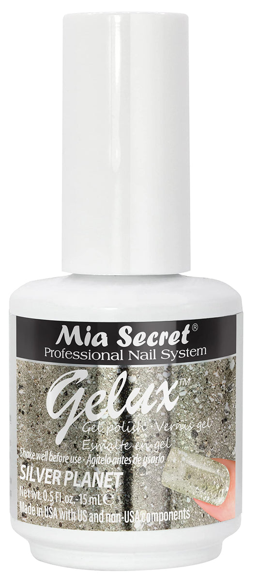 💅✨ Mia Secret® GELUX Gel Polish Silver Planet 0.5 oz (15 ml) (GP-112) — Esmalte en Gel Profesional con Efecto Glitter UV/LED ✨💅