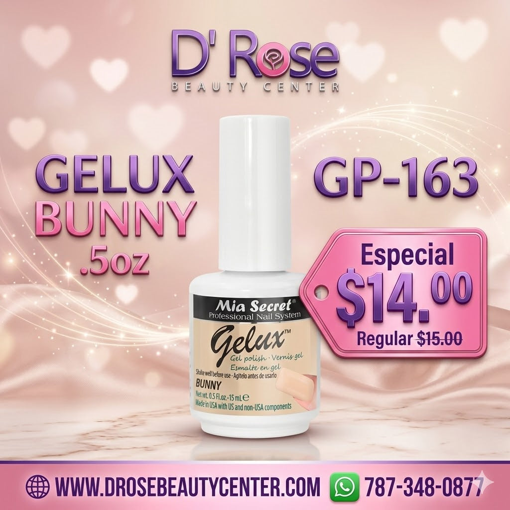 💅✨ Mia Secret® GELUX Gel Polish Bunny 0.5 oz (15 ml) (GP-163) — Esmalte en Gel Profesional de Alta Pigmentación UV/LED ✨💅
