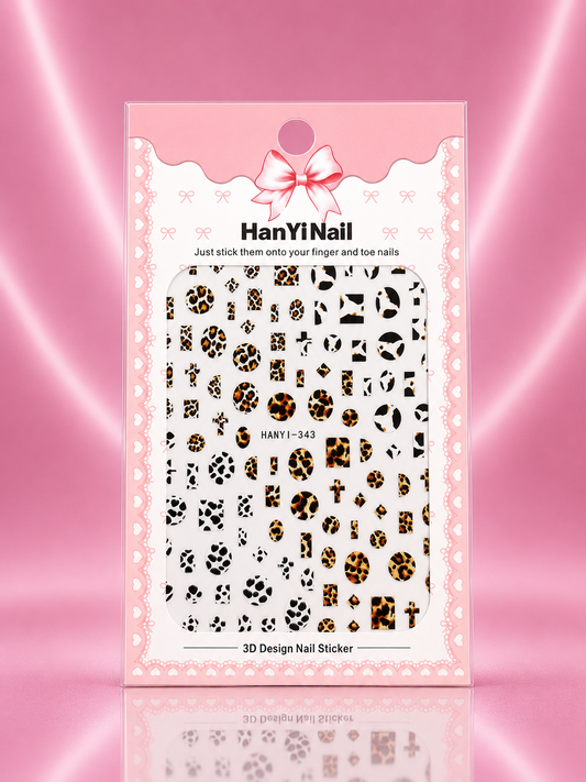 HanYi Nail Stickers Animal Print 3D Leopardo y Vaca HANYI-343