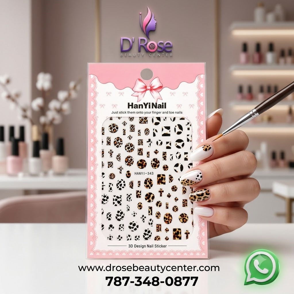 HanYi Nail Stickers Animal Print 3D Leopardo y Vaca HANYI-343