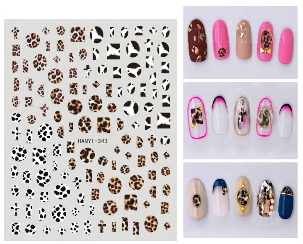 HanYi Nail Stickers Animal Print 3D Leopardo y Vaca HANYI-343