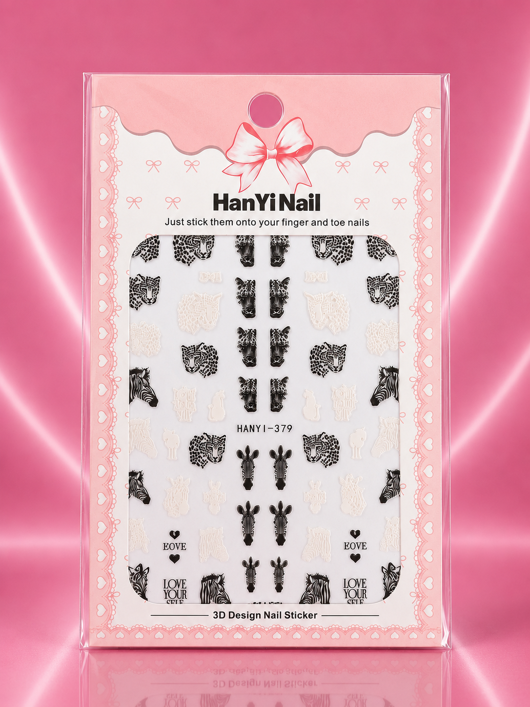 HanYi Nail Stickers 3D Animal Print Cebra y Leopardo HANYI-379