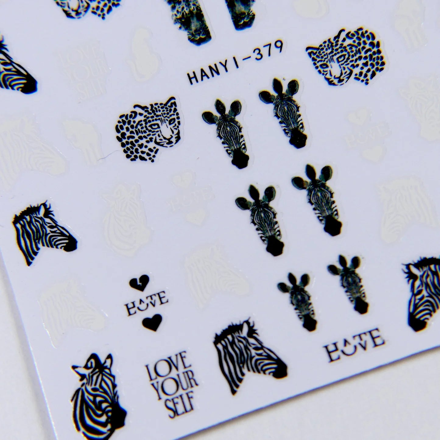 HanYi Nail Stickers 3D Animal Print Cebra y Leopardo HANYI-379